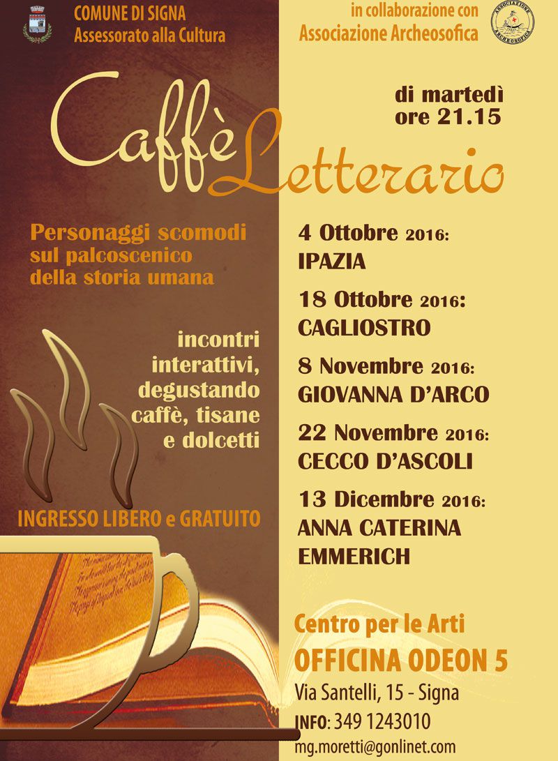CAFFE’ LETTERARIO:Personaggi scomodi sul palcoscenico della storia umana CAFFE’ LETTERARIO:Personaggi scomodi sul palcoscenico della storia umana