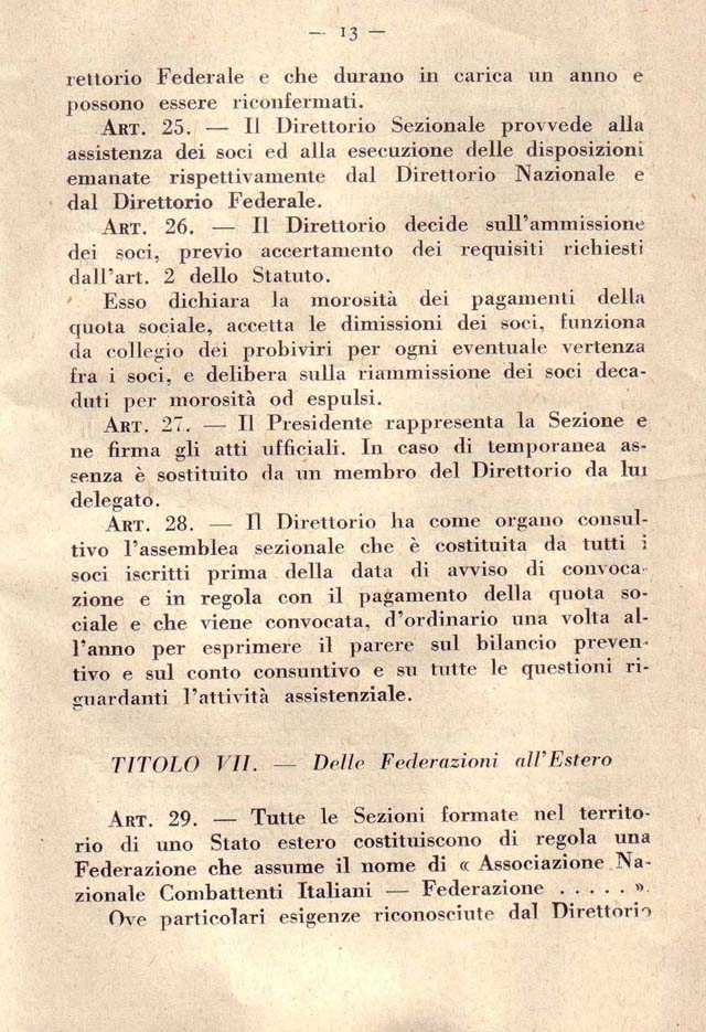 Associazione Nazionale Reduci. R.D. 24 giugno 1923