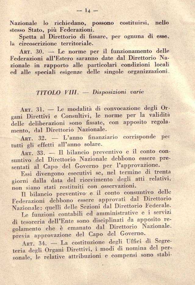 Associazione Nazionale Reduci. R.D. 24 giugno 1923