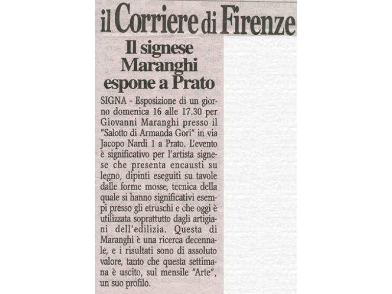IL CORRIERE DI FIRENZE per Armanda Gori 15 XII 2001