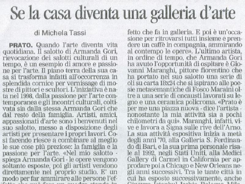 IL TIRRENO per Armanda Gori  21 XII 2001