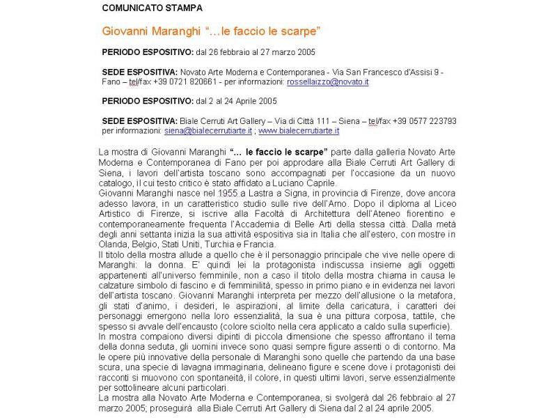 Comunicato stampa mostra Fano - Siena