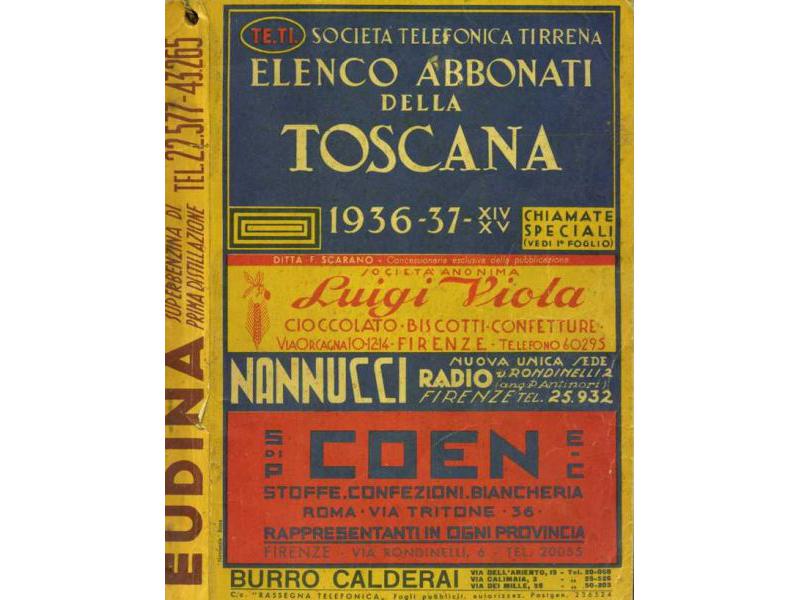 Copertina dell'elenco telefonico anno 1936/37