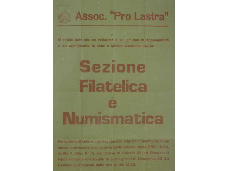 Costituenda sezione Filatelica e Numismatica