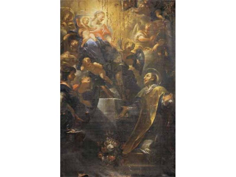 Madonna con Bambino appare a Sant`Andrea Corsini (1707 Pittore fiorentino)