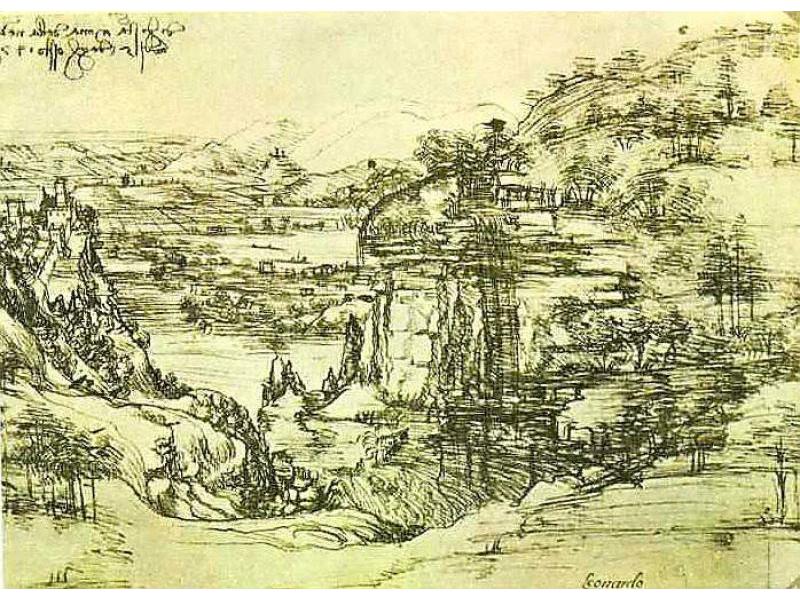 Zona della Gonfolina, disegno firmato di Leonardo da Vinci