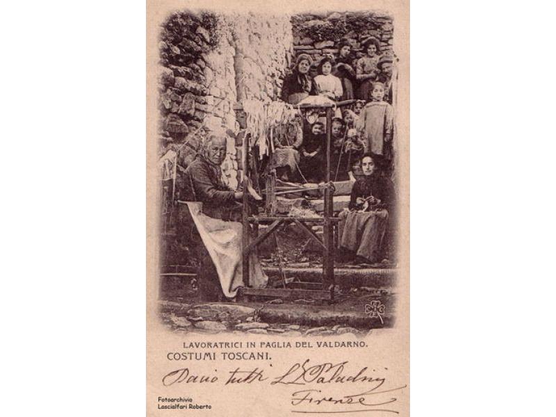 Industria della paglia cartolina con trecciaiole 1930 circa