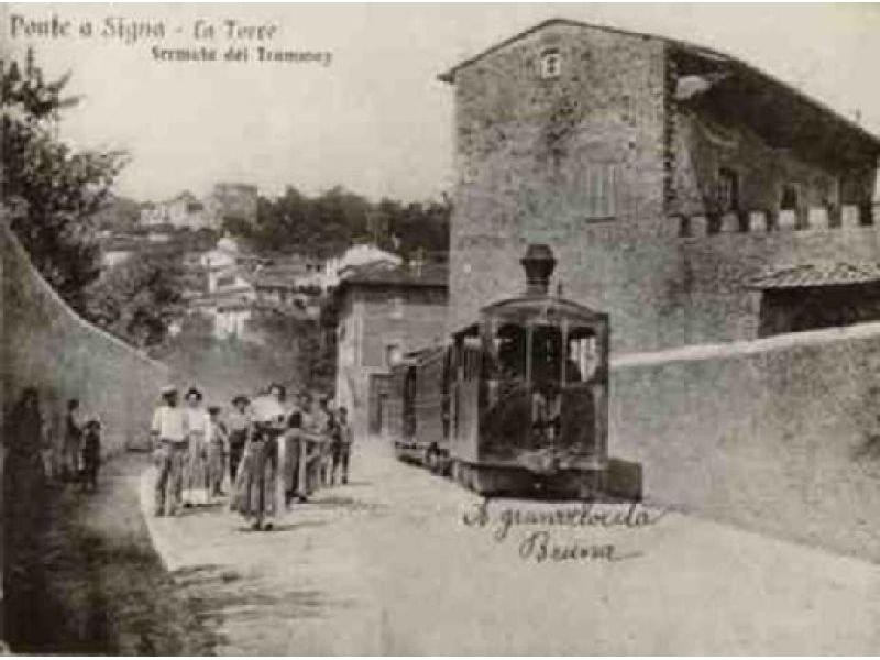 Tramvia fiorentina, fermata a Ponte a Signa 1910