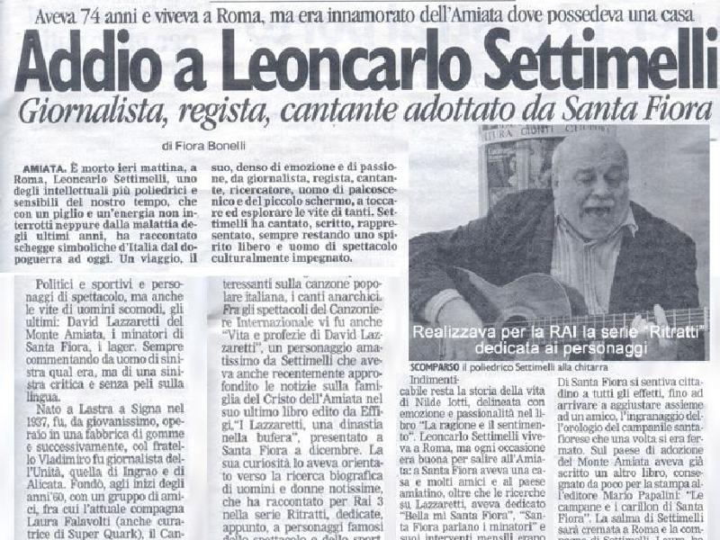 Addio a Leoncarlo Settimelli