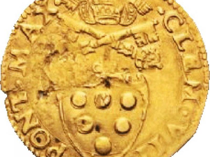 Moneta d'oro di Clemente VII (fronte)