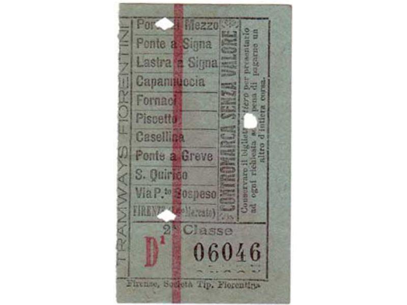 Biglietto per la ferrovia Firenze-Porto di Mezzo 1910