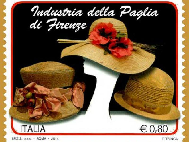 Francobollo per celebrare l'industria della paglia di Firenze in occasione dei suoi 300 anni (6 novembre 2014)