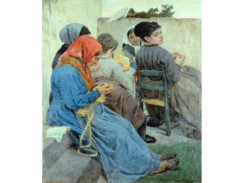 Egisto Ferroni, “Le trecciaiole”, 1868