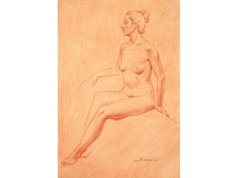Bagnante, 2010. Tecnica mista su cartoncino con fondo preparato, cm. 40x27,5.