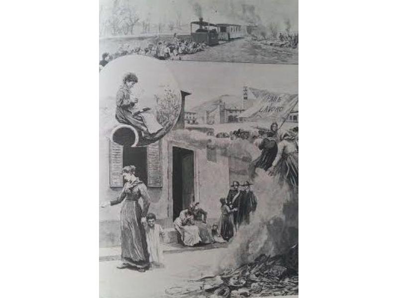 Disegno tratto da “L’illustrazione italiana” e dedicato allo sciopero delle trecciaiole del 1896