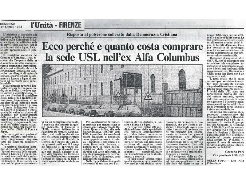 Alfa Columbus, articolo di Gerardo Paci (1983)