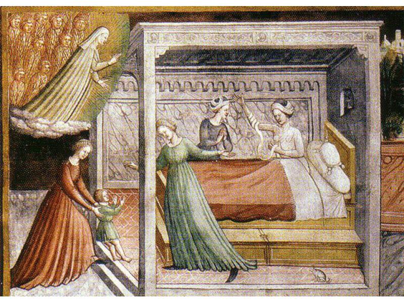 Guarisce sua devota. (Vita della Beata Giovanna. Autore ignoto,convenzionalmente Maestro di Signa XV sec.)