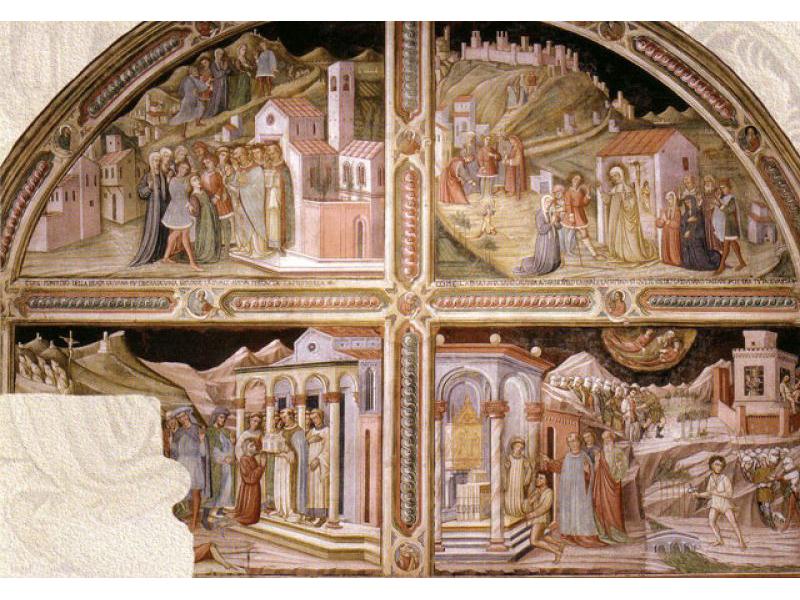 Vita della Beata Giovanna. Affresco su parete sinistra della cappella nella chiesa di San Giovanni a Signa. Autore ignoto,convenzionalmente denominato Maestro di Signa (XV sec.)