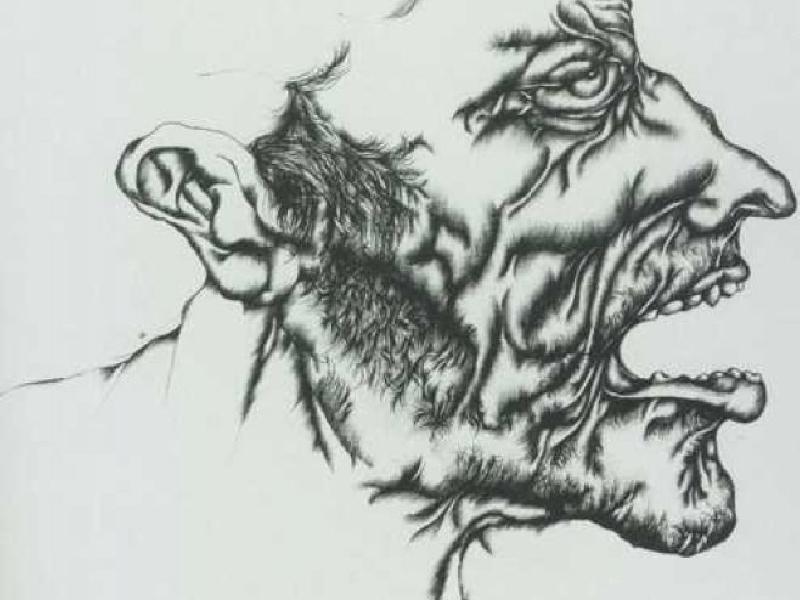 L'Urlo 1971 - disegno a biro su stoffa di lino