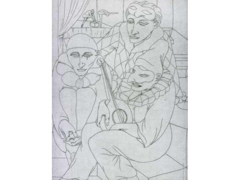 Le tre maschere - 1984 - cm 40x30 (puntasecca)