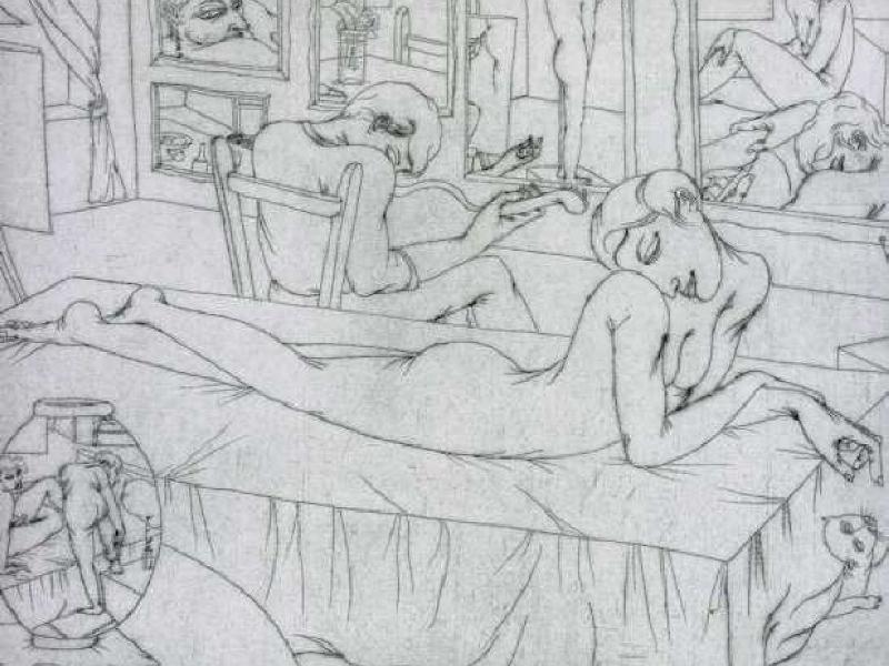 Nudo sdraiato - 1984 - cm 39x50 (puntasecca)