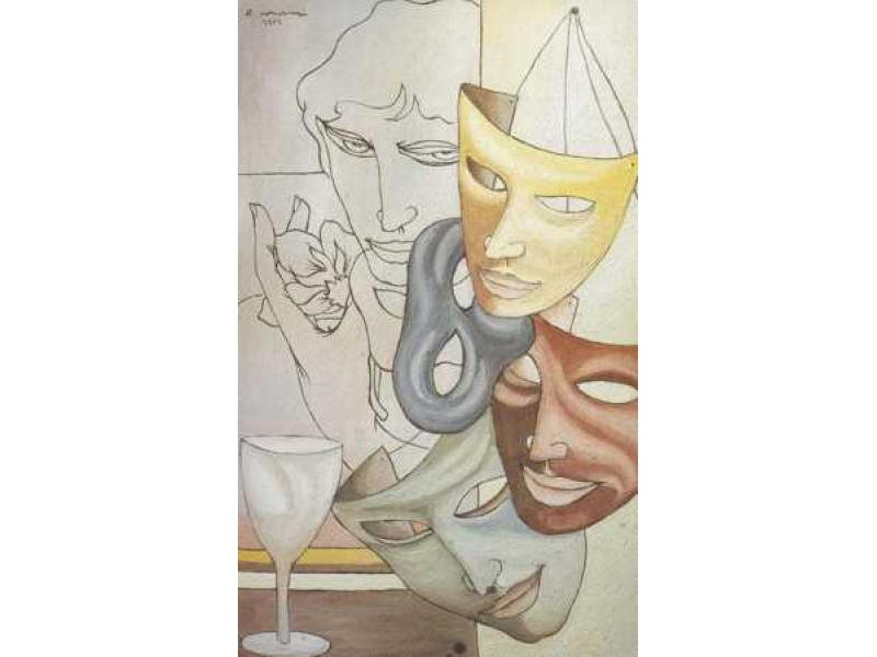 Maschere 2002 affresco cm 90x70