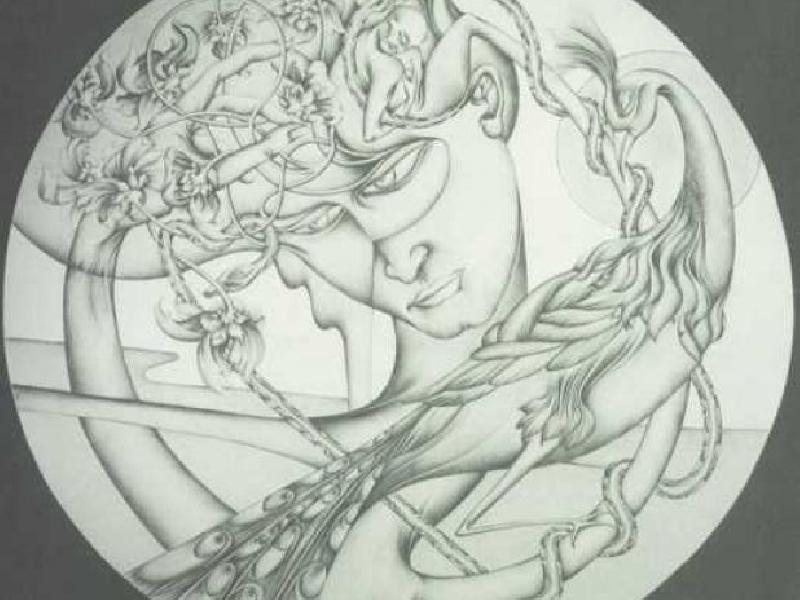 La vanità 1992 disegno a matita su gesso diam. cm 80