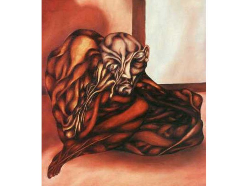 Il gobbo 1970 olio su tela