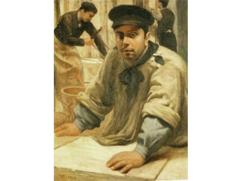 1902. Gli imballatori, olio su tela 66x87. signa