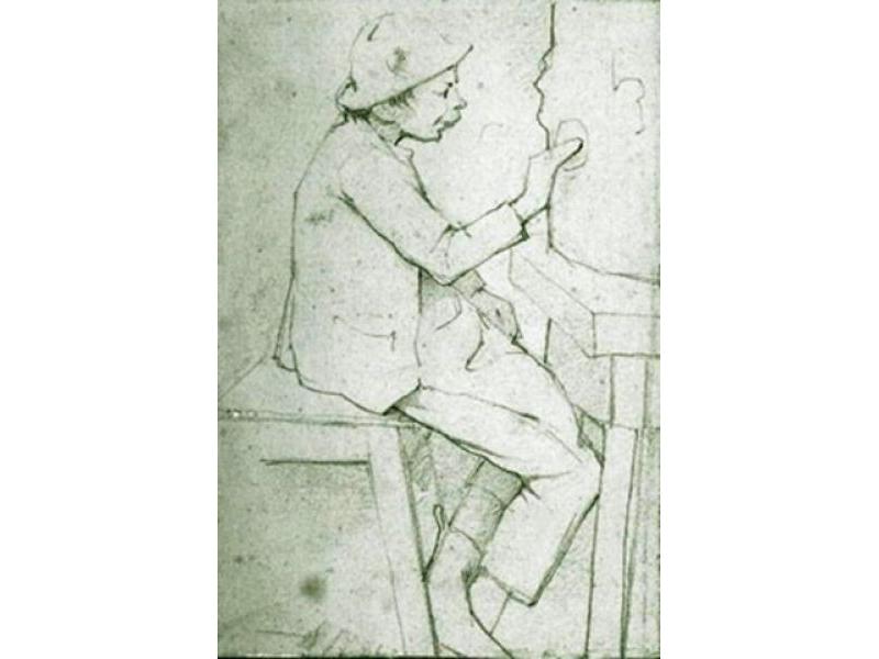 1903. Giovane operaio della manifattura di Signa, Signa, disegno a matita 8x12