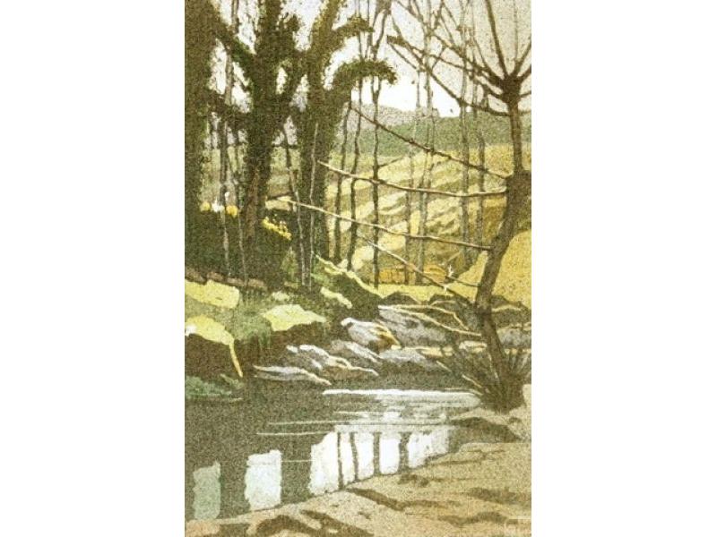 1926. Il ruscello, Orvieto, spruzzo acquerellato, 16x26