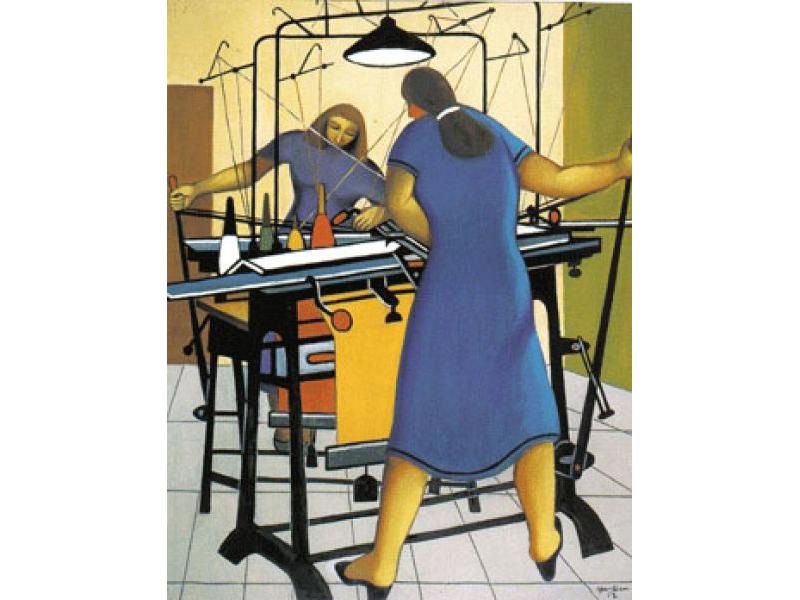 Le magliaie, 1952. Olio su masonite, cm. 120x96