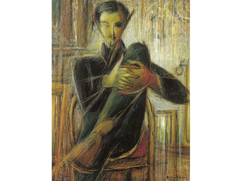 Il pittore Lemmi, 1971. Tecnica mista su masonite, cm. 64x61