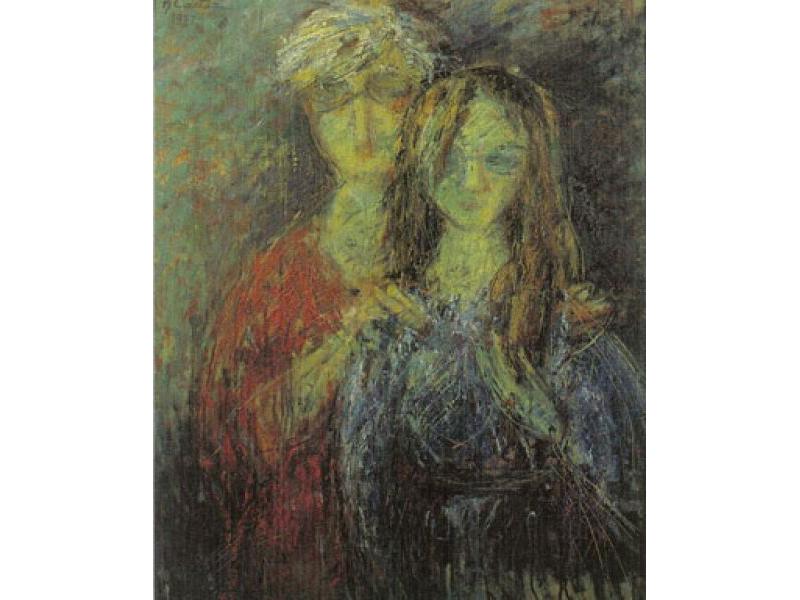 Madre e figlia, 1977. Tecnica mista, 95x70