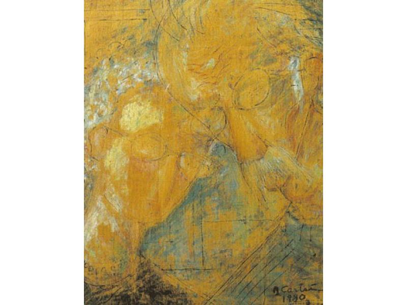 Ricordo, 1980. Olio raschiato su compensato, cm. 54x45