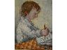 Caterina che disegna, 1992. Olio su cartone, cm. 48x36 (imm. 19 di 25)