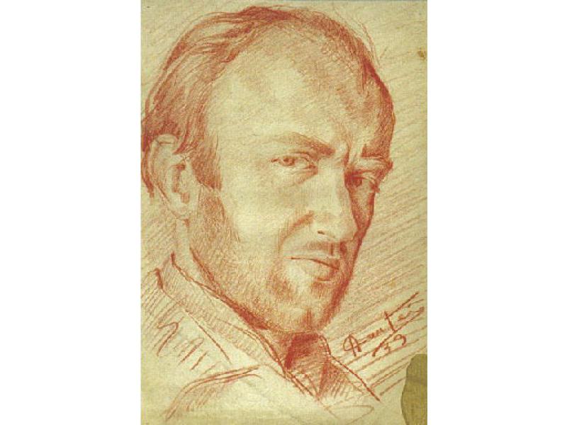 Autoritratto con barba, 1943. Matita rossa su carta, cm 42x29
