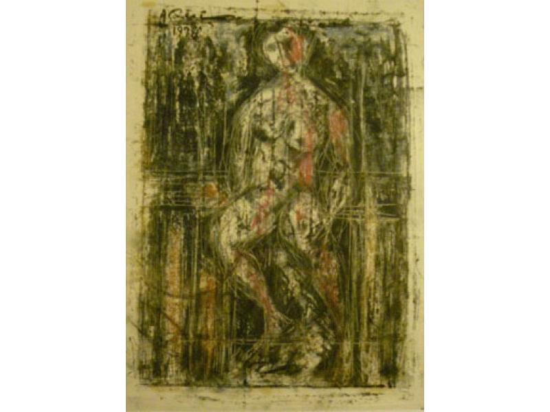 Nudo di donna, 1978. Monotipo su carta, cm. 48x36