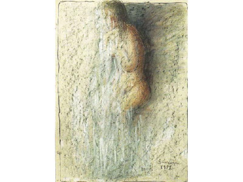 Presenze assenze, 1992. Pastello a cera su carta, cm 44x32