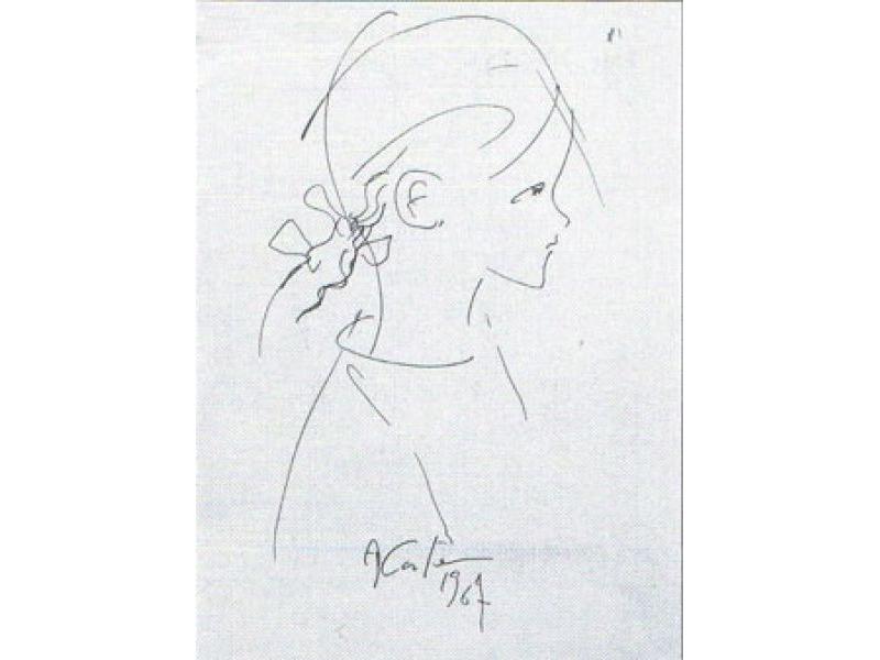 Serena di profilo, 1967. China su carta, cm 30,4x21,2