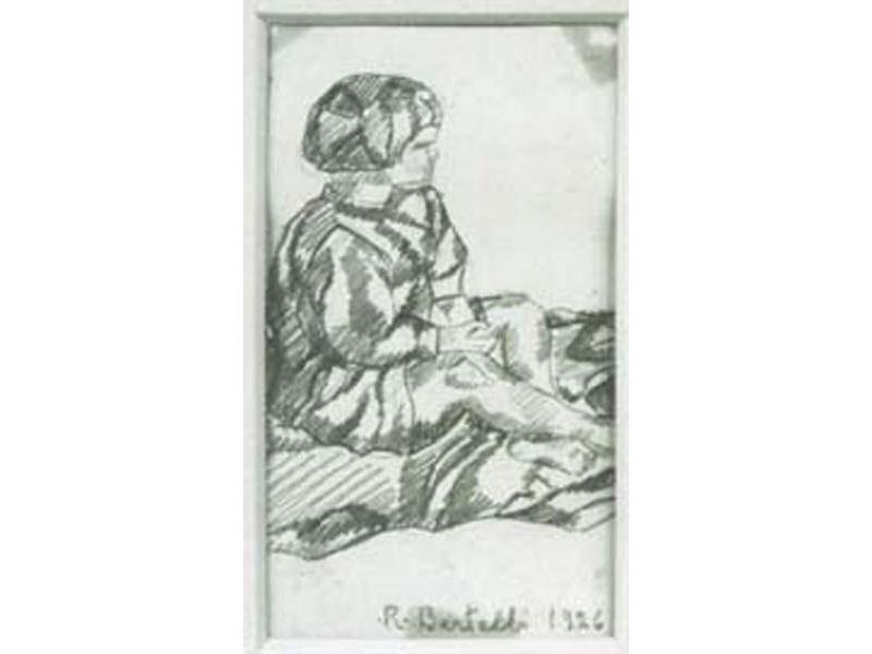 Bimba seduta,1926,<br> matita su carta, mm. 150x85