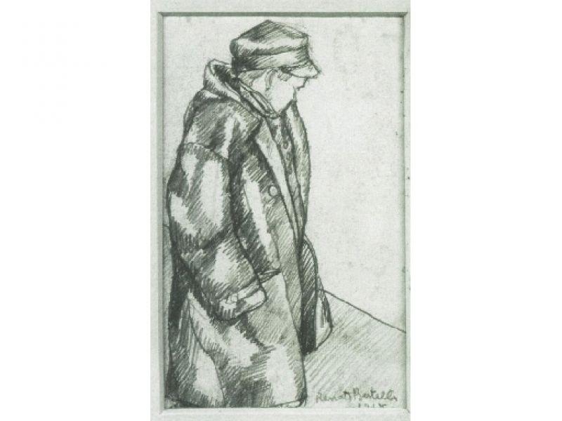 Bimbo con cappotto,1918,<br> matita su carta, mm. 170x110