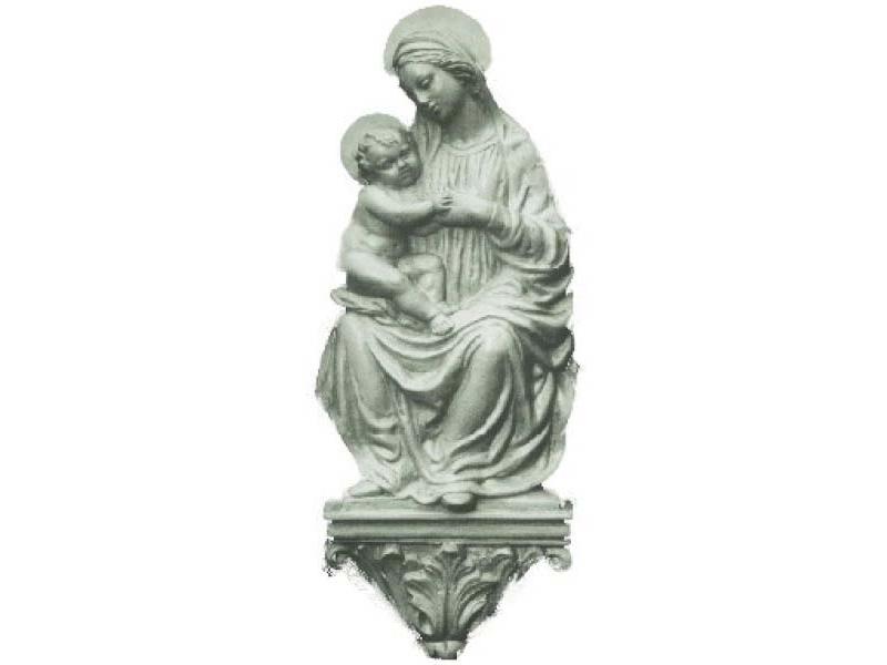 Madonna col Bambino, mezzotondo in gesso patinato, cm. 49