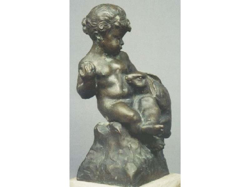 Bambina con coniglio, 1930, bronzo, cm. 23