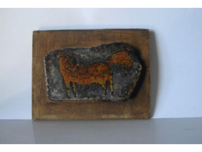 Piastrella con cavallo, anni 60. Ceramica, cm. 15x25