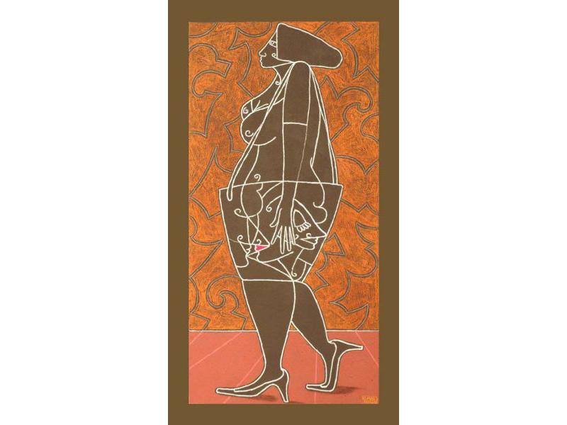 Tutta nella borsa - dipinto cm 30x60 su scatola cm 40x70