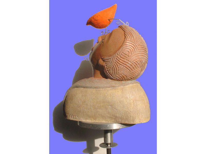 3 un lonfo terracotta e argento h.cm55