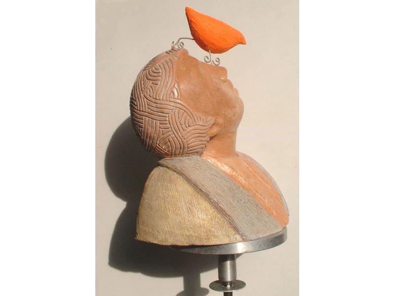 5 un lonfo terracotta e argento h.cm55