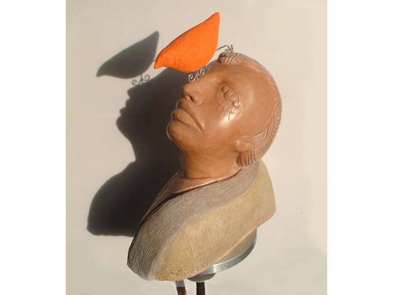 6 un lonfo terracotta e argento h.cm55