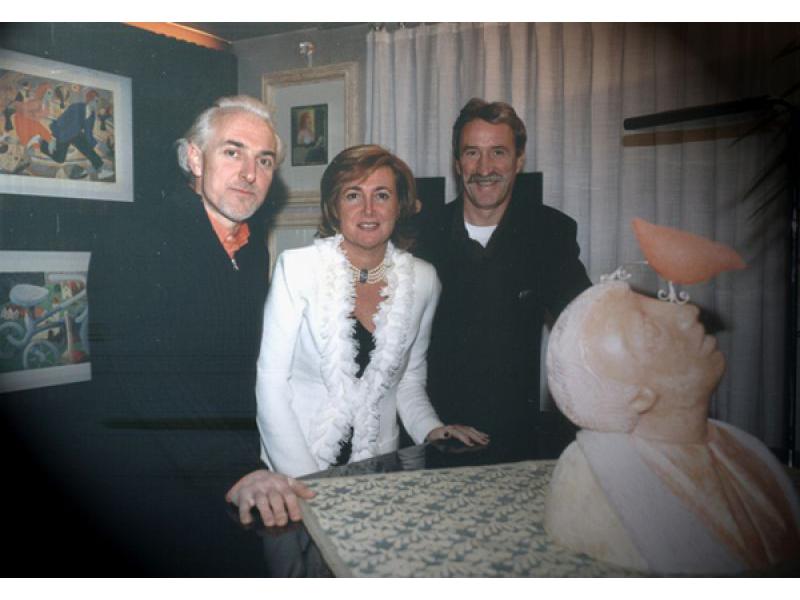 2001 Giovanni Maranghi,la gallerista Armanda Gori e lo scultore Bruno Lucchi